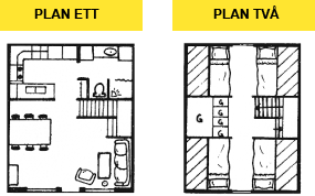 Ritning av husen invändigt